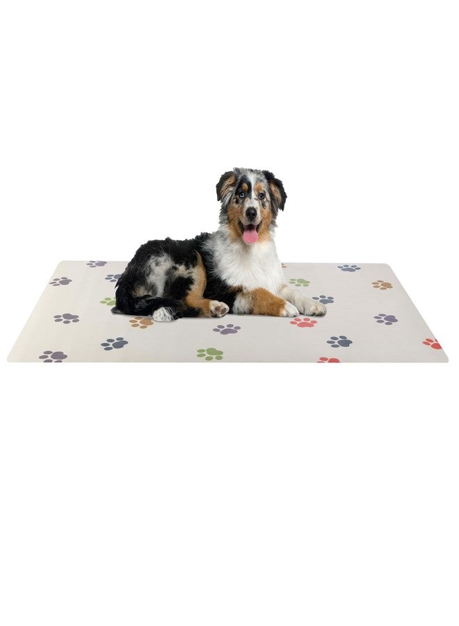 PETMAKER Dog Mat for Food and Water, Crate Pad, and Floor Protector - 55” x 28” Extra Large PVC Memory Foam Pad with Non-Slip Bottom - Stain, Scratch, and Water-Resistant Dog Floor Mat by PETMAKER (Paw Prints) - Image 1